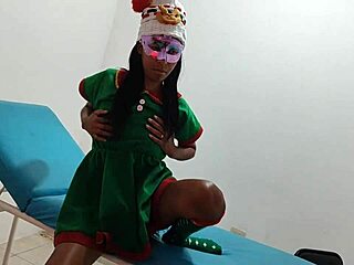 Sensual Indian Elf Female Explores Wild Christmas Sex Fantasies on Hospital Gurney
