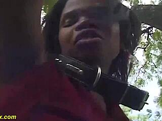 African step siblings learn BDSM lesson outdoors.