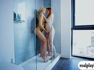 Two glamour babes fucking a blue dildo... oops, i mean playing with it