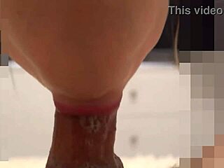 Monster cock cums in teen's mouth as it throbs.