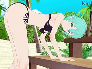 i intensely fuck asuna yuuki and sinon shino asada in sword art online hentai