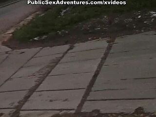 girl jerks cock in alley for public fun 😉