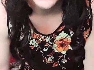 4k shemale cute sissy crossdresser in three hot dresses with white gay boy slut twink