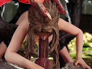 aerith takes on two werewolves in wild 3d animation