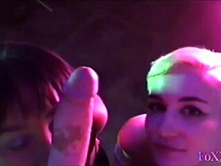 POV BJ hot babes Jenna Foxx and Sky Blue suck rock hard dick!