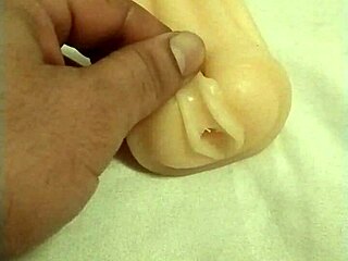 playing with artificial pussy for intense solo fun