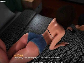 새여동생과 귀여운 친구가 첫 거대한 자지 경험 위해 침대 공유한다