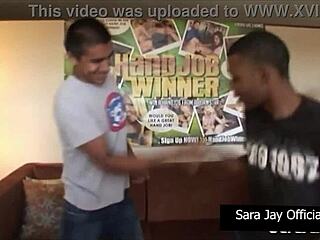 sexy duo gives hand and head combo