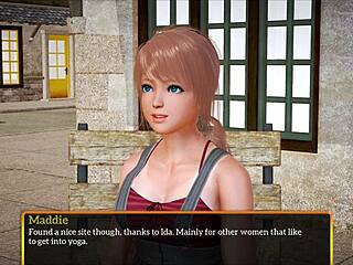 Anime blonde explores small tits in homemade game