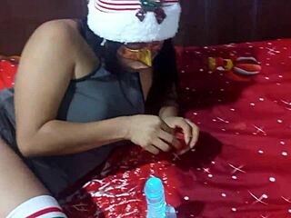 Christmas Day Indian Milf Masturbates in Latin Lingerie