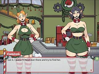 Juego secreto de hentai navideño de Claus Ep 2 en fábrica de Navidad