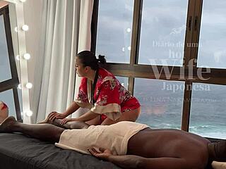 asian masseuse lina nakamura makes john coffee cum inside latina