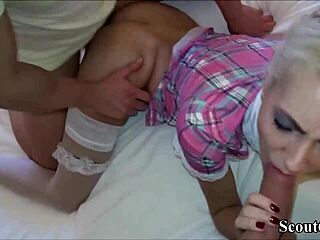 German Amateur Girl Fucked in Ass and Pussy by Two Users