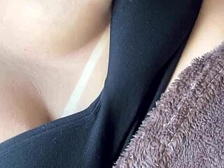 My lover sucks my big tits in this teasing video