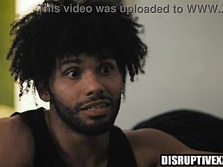 Black and white roommates drill deep in dorm rimjob session. Intense interracial action unfolds.