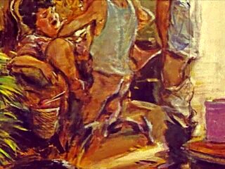 Винтажна еротична илюстрация оживява ретро аниме чар