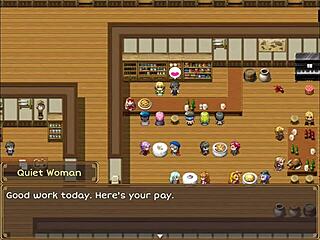 Yo, this creepy client grabs waitress tits in hentai scene part 2!