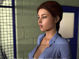 สามคนในออฟฟิศ FFM ดูดลึกและเย็ดตูดในเกม Echoes of Lust