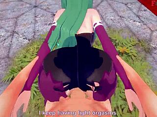 Morrigan dives into hardcore sex in a sheer Halloween fantasy special