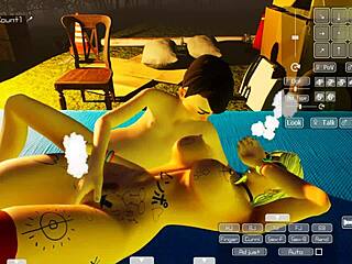 여자가 와일드 헨타이 게임에서 큰 가슴 분출하며 쇼타를 타요. 타투가 엣지를 더해요.