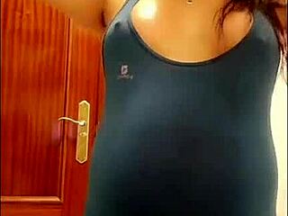 Hot Spanish pregnant beauty gets horny in real homemade lesbian play. Her young housewife charm shines through.