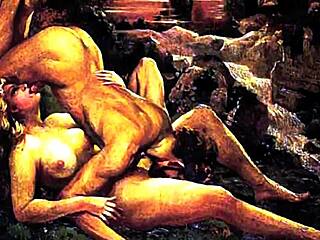 Lukisan erotik vintaj dengan getaran hentai panas