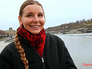 cum inside a european girl with braided hairstyle bent over