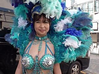 japanese bbw babe in wild threesome facial fun