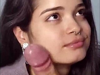 Novinha Takes Deep Sloppy Blowjob and Swallows Every Drop on Red