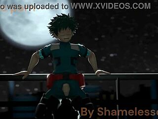 Toga and Deku share intimate kissing moments leading to monster cock blowjob and creampie cumshot