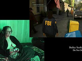 Naked playthrough of Alan Wake 2, part 2, featuring BBW character with big tits and glasses