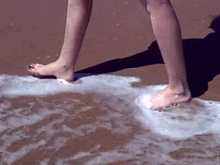 gorgeous teen agnes bathes naked body in ocean with sensual groping