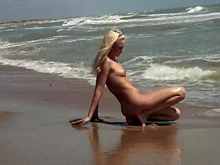 gorgeous teen agnes bathes naked body in ocean with sensual groping