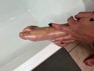 hey, watch this sexy slut oil up her body for some hot masturbation, she says teasingly