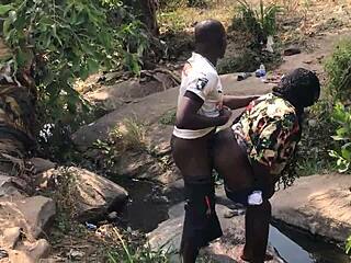 A Quicky by the Riverside with Asian Pornstar and Monster Cock Outdoor.