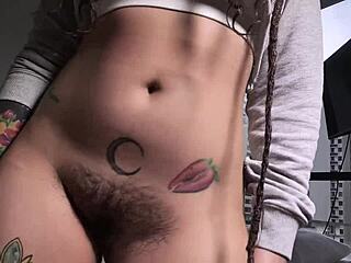 nerdy girl with hairy pussy fingers herself to messy squirt. who knew she had it in her?