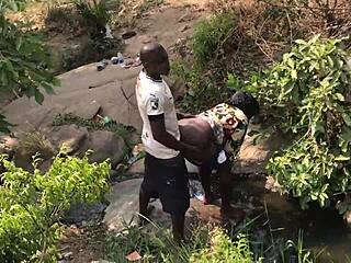 A Quicky by the Riverside with Asian Pornstar and Monster Cock Outdoor.