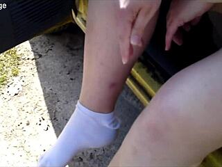 Zeraphine73 Shows Off Sexy Feet in Car Fetish Scene