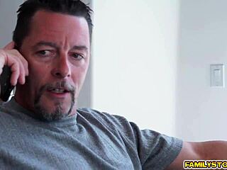 Sophie Sativa sucks her stepdad's huge cock with pure skill