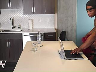 redhead foot model overwhelmed by huge black cock