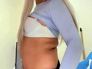 Transsexual with small tits jerks off