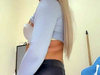 Transsexual with small tits jerks off