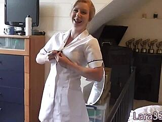 The UK mature nurse is fingerfucking the stockinged patient