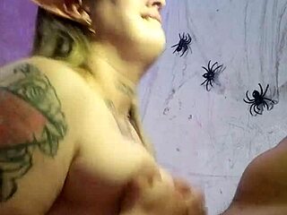 Halloween elf craves deepthroat action on black shaft