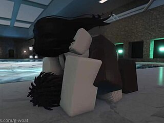 Жестко трахаю аниме-девку у крытого бассейна на отдыхе