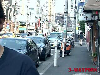 Small Asian Brunette Picked Up for Threesome Fucking