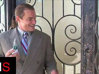 Lepotna brunetka upognjena in trdo jebana od ogromnega kurca v misijonarju