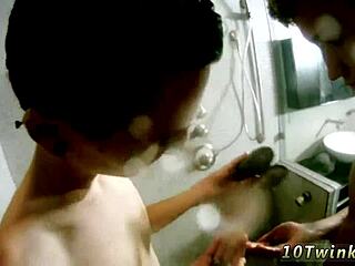 Gay bathroom bareback action in snowy first-time encounter