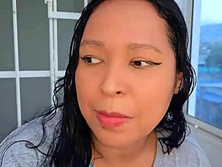 submissive milf dominated on rooftop with facial fun