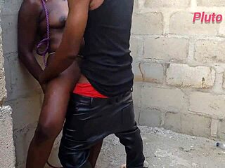 Submissive Black Slave Bound Tight for Outdoor BDSM Domination